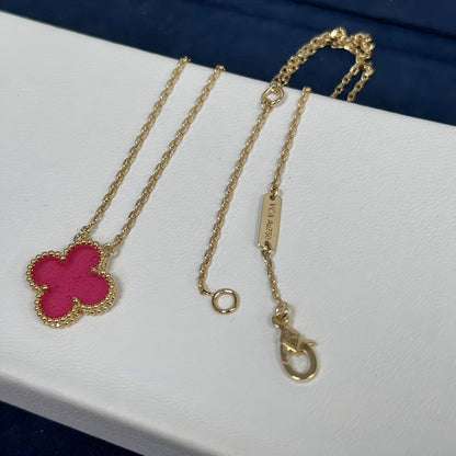 [Clover Jewelry]NEW CLOVER 15MM PINK ENAMEL NECKLACE