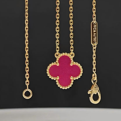 [Clover Jewelry]NEW CLOVER 15MM PINK ENAMEL NECKLACE