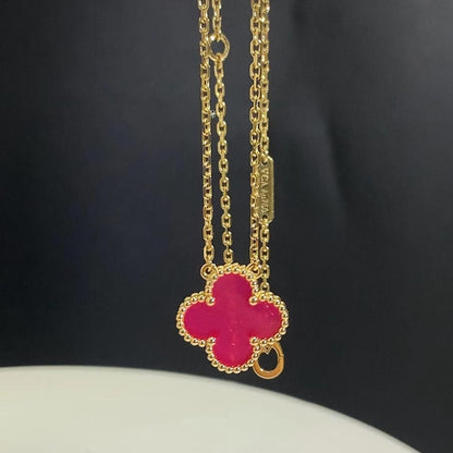 [Clover Jewelry]NEW CLOVER 15MM PINK ENAMEL NECKLACE