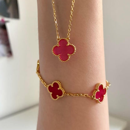[Clover Jewelry]NEW CLOVER 15MM PINK ENAMEL NECKLACE