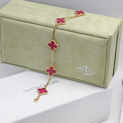 [Clover Jewelry]NEW CLOVER 5 MOTIFS PINK ENAMEL BRACELET