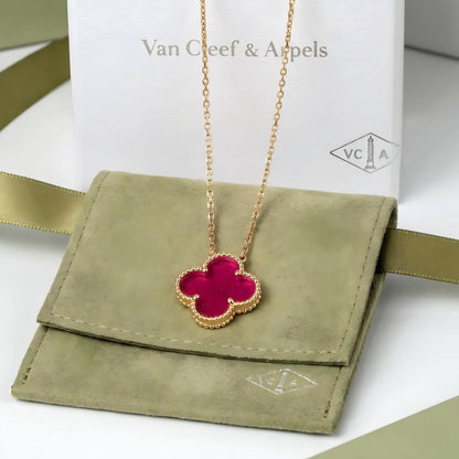 [Clover Jewelry]NEW CLOVER 15MM PINK ENAMEL NECKLACE