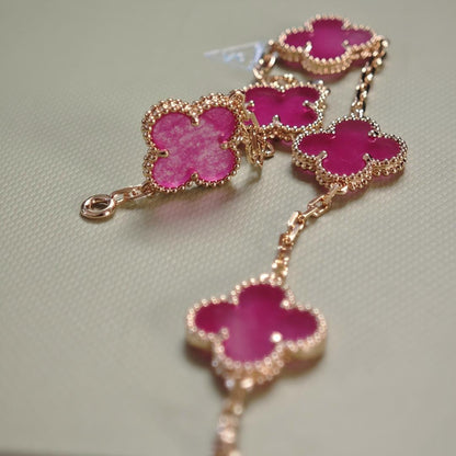 [Clover Jewelry]NEW CLOVER 5 MOTIFS PINK ENAMEL BRACELET