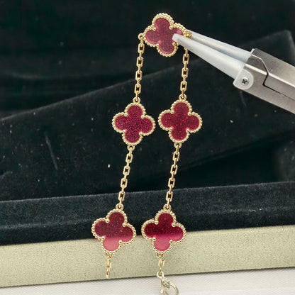 [Clover Jewelry]NEW CLOVER 5 MOTIFS PINK ENAMEL BRACELET