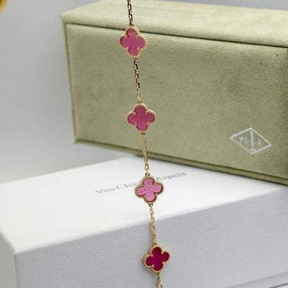 [Clover Jewelry]NEW CLOVER 5 MOTIFS PINK ENAMEL BRACELET