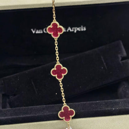 [Clover Jewelry]NEW CLOVER 5 MOTIFS PINK ENAMEL BRACELET