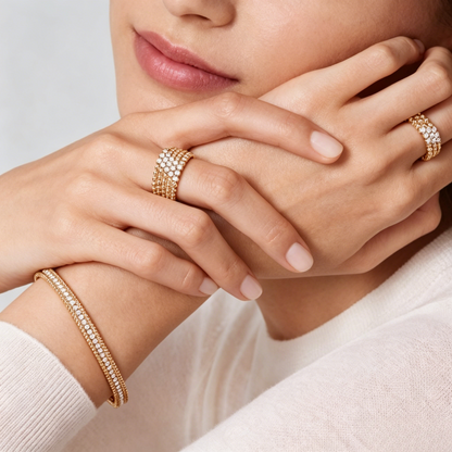 [Clover Jewelry]THREE-ROW DIAMOND RING