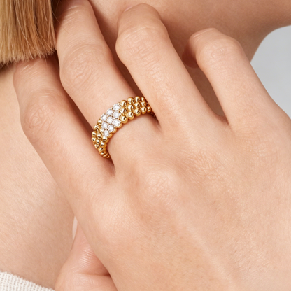 [Clover Jewelry]THREE-ROW DIAMOND RING