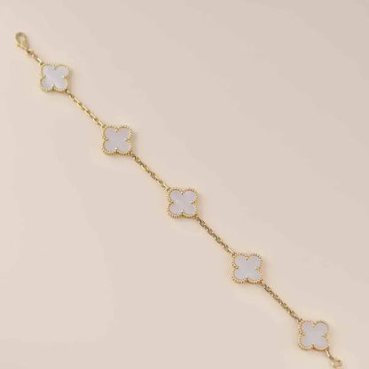 [Clover Jewelry]CLOVER WHITE PEARL MOP 5 MOTIF BRACELET COLLECTION