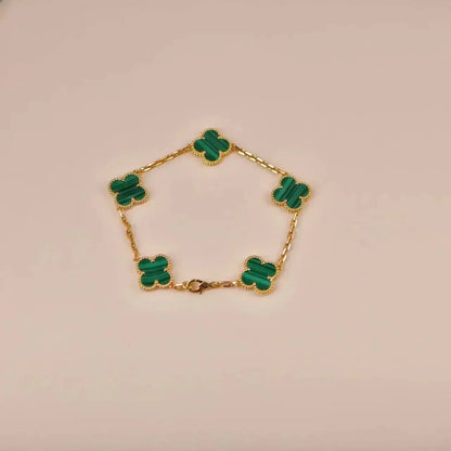 [Clover Jewelry]CLOVER 5 MOTIFS MALACHITE BRACELET