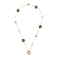 [Clover Jewelry]DETACHABLE CLOVER 15(11+4) FLOWER ROSE GOLD NECKLACE SET