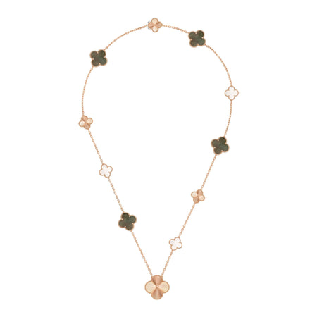 [Clover Jewelry]DETACHABLE CLOVER 15(11+4) FLOWER ROSE GOLD NECKLACE SET
