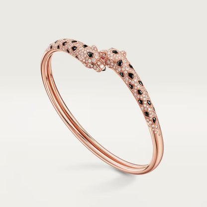 [Clover Jewelry]PANTHERE DOUBLE HEADED HALF DIAMOND OPEN BRACELET