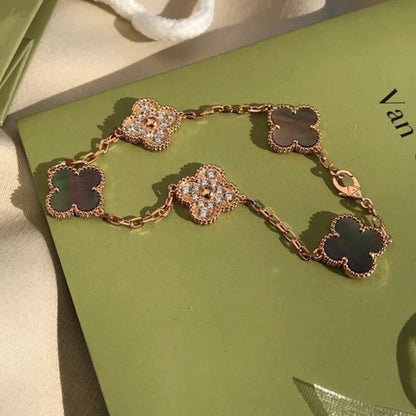 [Clover Jewelry]CLOVER 5 MOTIF GRAY MOP DIAMOND BRACELET