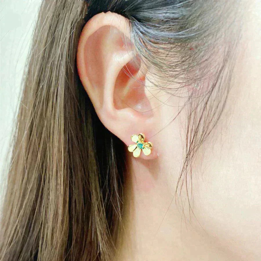 [Clover Jewelry]FRIVOLE  FLOWER MALACHITE EARRINGS