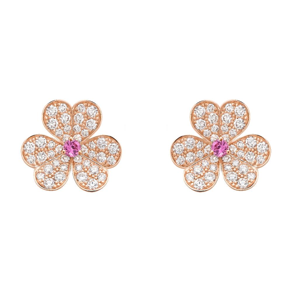 [Clover Jewelry]FRIVOLE PINK GOLD FLOWER DIAMOND EARRINGS