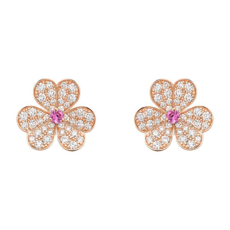 [Clover Jewelry]FRIVOLE PINK GOLD FLOWER DIAMOND EARRINGS