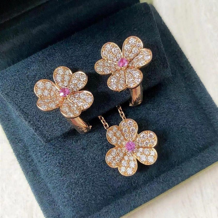 [Clover Jewelry]FRIVOLE ROSE GOLD FLOWER DIAMOND NECKLACE
