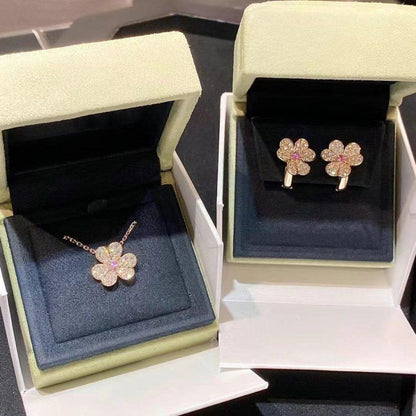 [Clover Jewelry]FRIVOLE PINK GOLD FLOWER DIAMOND EARRINGS