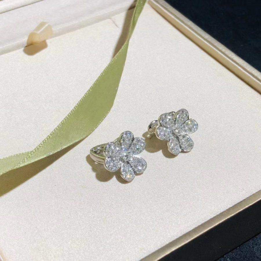 [Clover Jewelry]FRIVOLE SILVER FLOWER DIAMOND EARRINGS