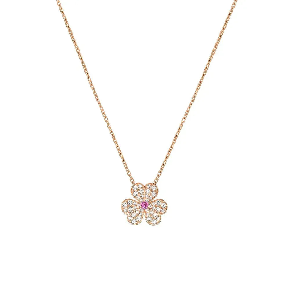 [Clover Jewelry]FRIVOLE ROSE GOLD FLOWER DIAMOND NECKLACE