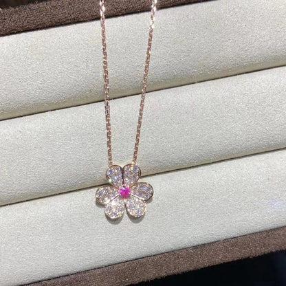 [Clover Jewelry]FRIVOLE ROSE GOLD FLOWER DIAMOND NECKLACE