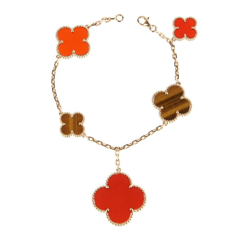 [Clover Jewelry]CLOVER BRACELET 5 MOTIFS CARNELIAN TIGER EYE