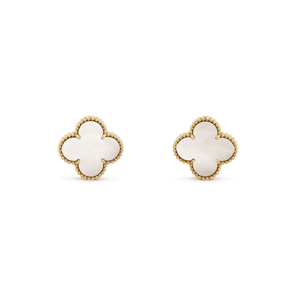 [Clover Jewelry]CLOVER MEDIUM 1 MOTIFS  WHITE MOP STUD EARRINGS