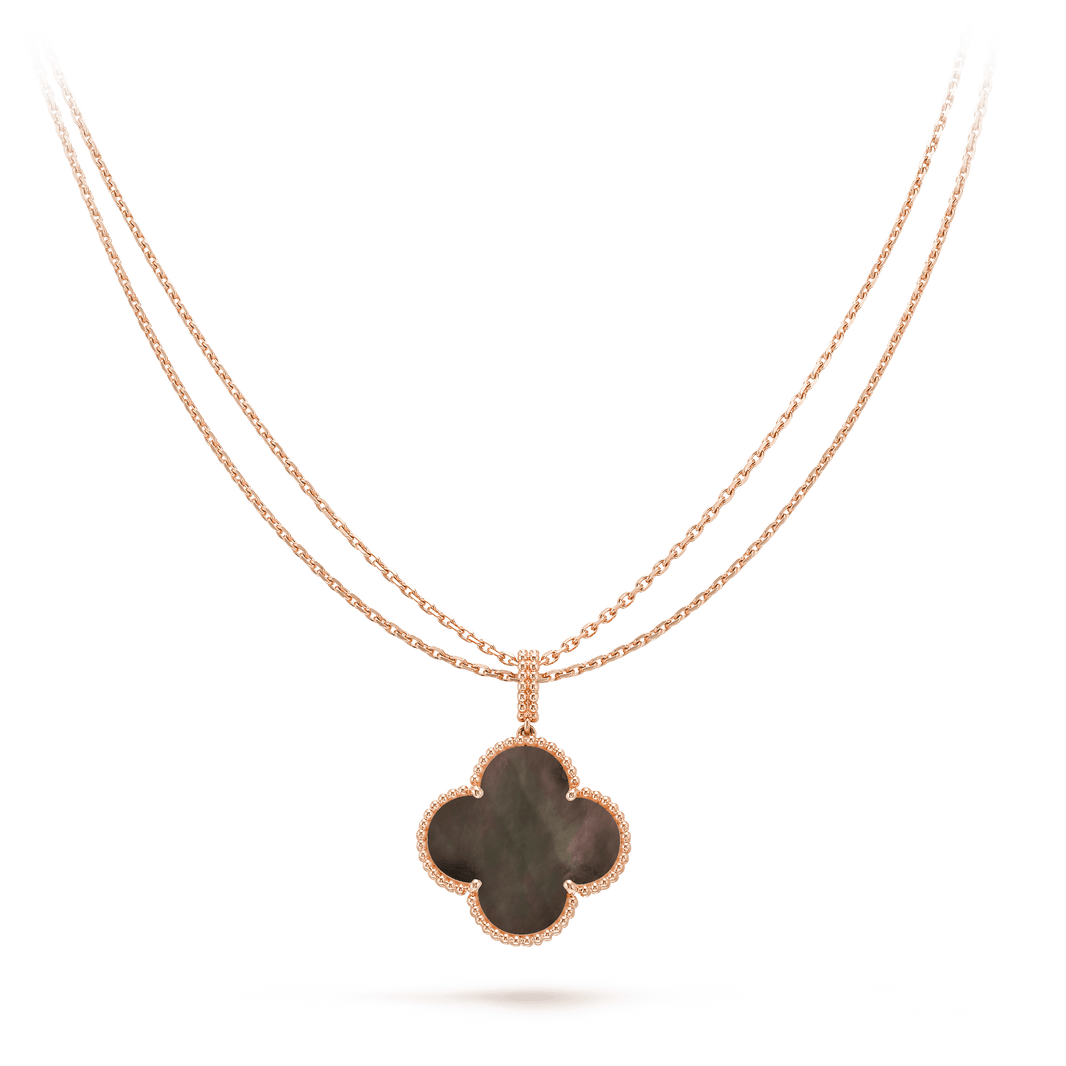 [Clover Jewelry]CLOVER 25MM GOLD DARK MOP BIG CLOVER NECKLACE