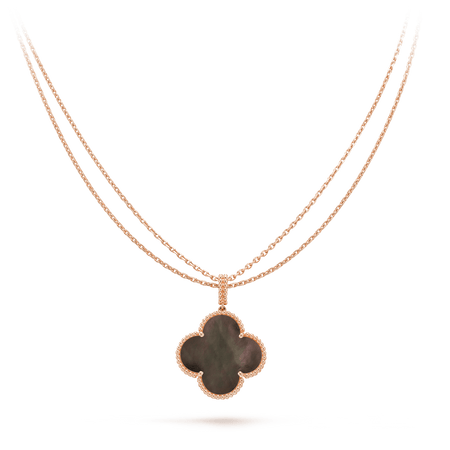[Clover Jewelry]CLOVER 25MM GOLD DARK MOP BIG CLOVER NECKLACE