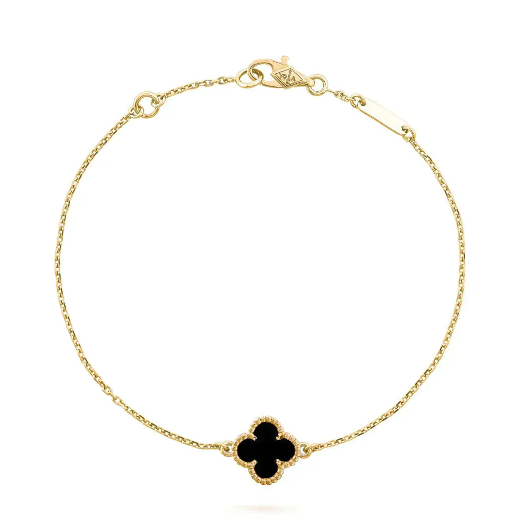 [Clover Jewelry]CLOVER ONYX SINGLE FLOWER BRACELET