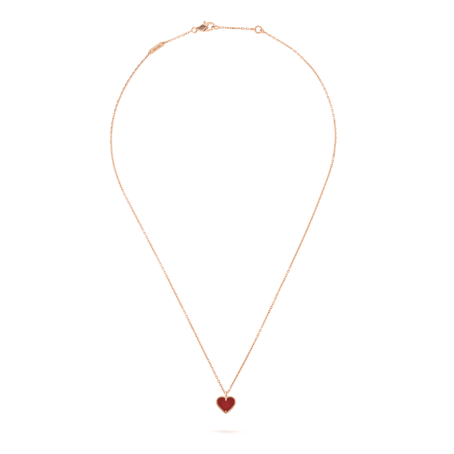 [Clover Jewelry]SWEET CLOVER CARNELIAN HEART NECKLACE