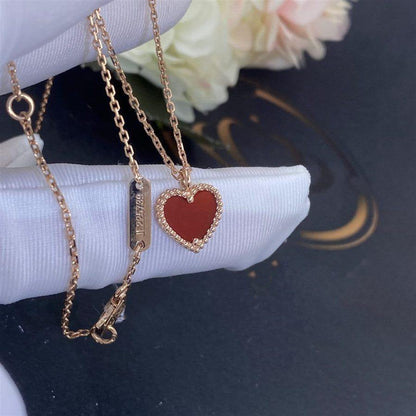 [Clover Jewelry]SWEET CLOVER CARNELIAN HEART NECKLACE