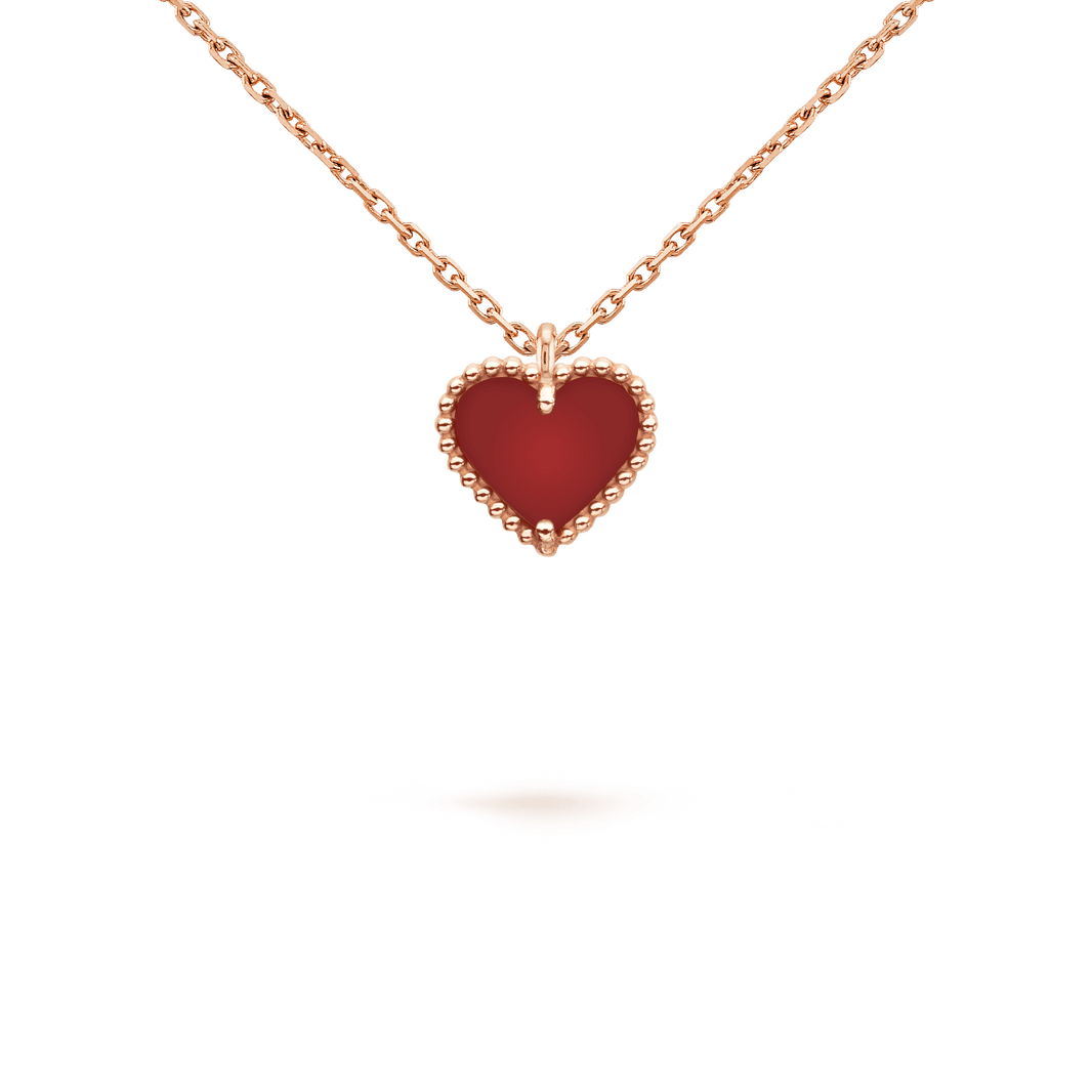 [Clover Jewelry]SWEET CLOVER CARNELIAN HEART NECKLACE