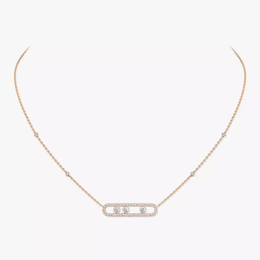 [Clover Jewelry] Move Pave_ Rose Gold Diamond Necklace