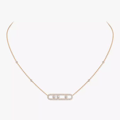 [Clover Jewelry] Move Pave_ Rose Gold Diamond Necklace