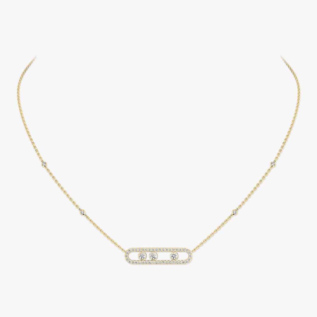 [Clover Jewelry] Move Pave_ Rose Gold Diamond Necklace
