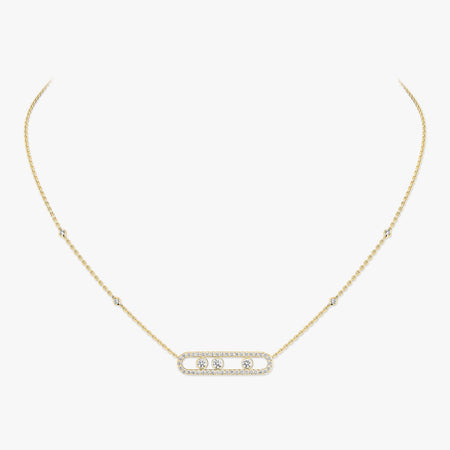 [Clover Jewelry] Move Pave_ Rose Gold Diamond Necklace