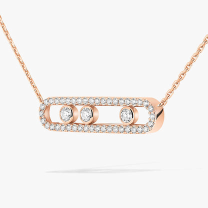 [Clover Jewelry] Move Pave_ Rose Gold Diamond Necklace
