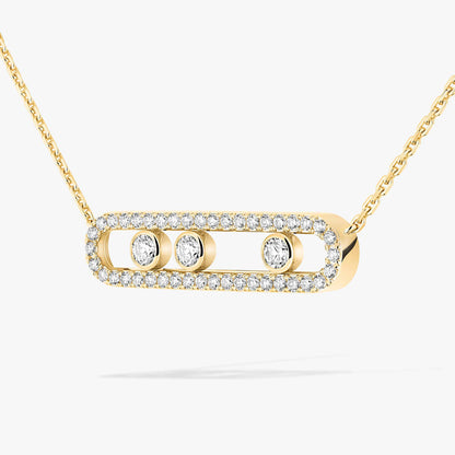 [Clover Jewelry] Move Pave_ Rose Gold Diamond Necklace