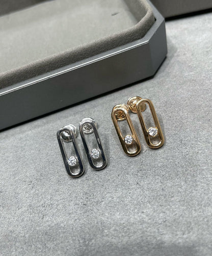 [Clover Jewelry]MOVE UNO SMALL 1 DIAMOND EARRINGS