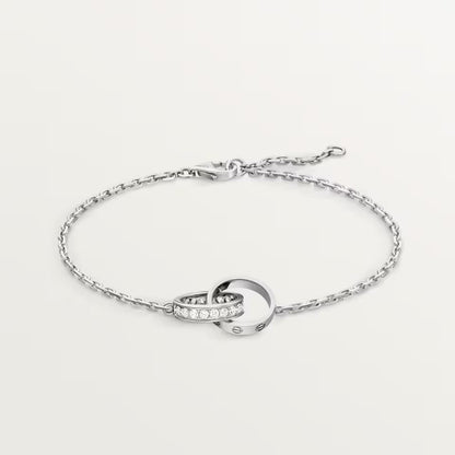 [Clover Jewelry]LOVE DOUBLE RING HALF DIAMOND BRACELET