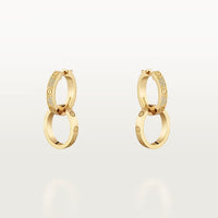 [Clover Jewelry]LOVE 3.3MM DANGLE HALF DIAMOND EARRINGS
